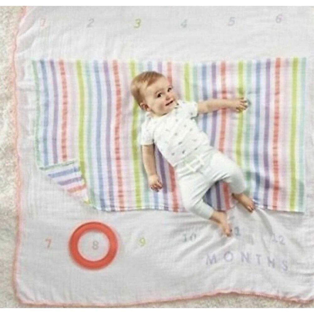 Baby Girls Cloud Island Muslin Milestone Blanket